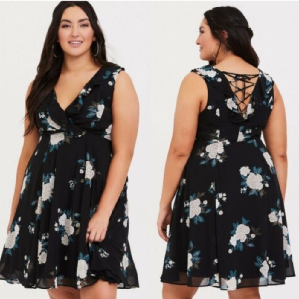 Torrid formal black and floral dress